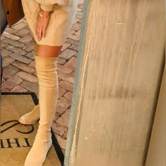 Stuart Weitzman Lowland OTK Boots - Buff Suede - Picture 10 of 10